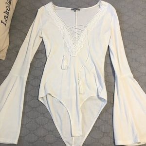 White lace body suit